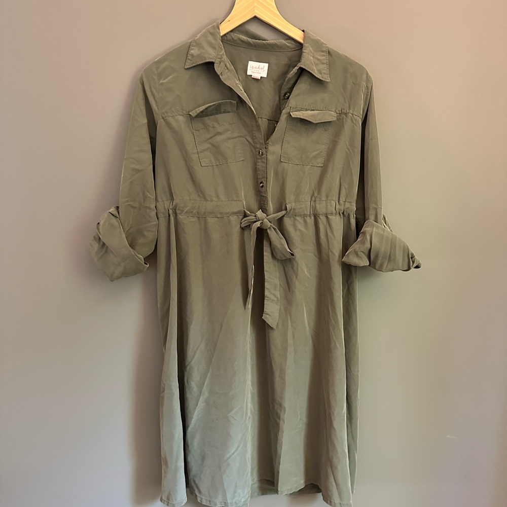 Isabel Maternity by Ingrid & Isabel Olive Button-Up Dress